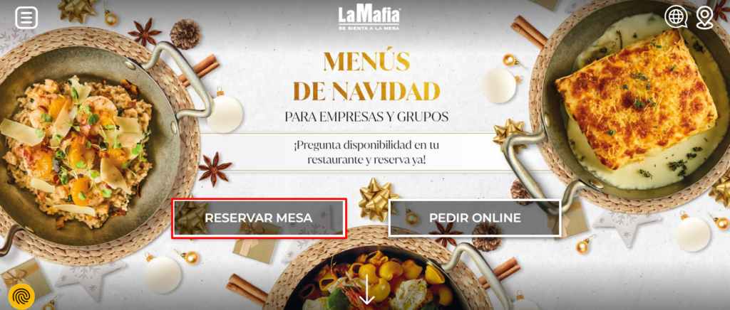Menú de cena de Navidad de empresa